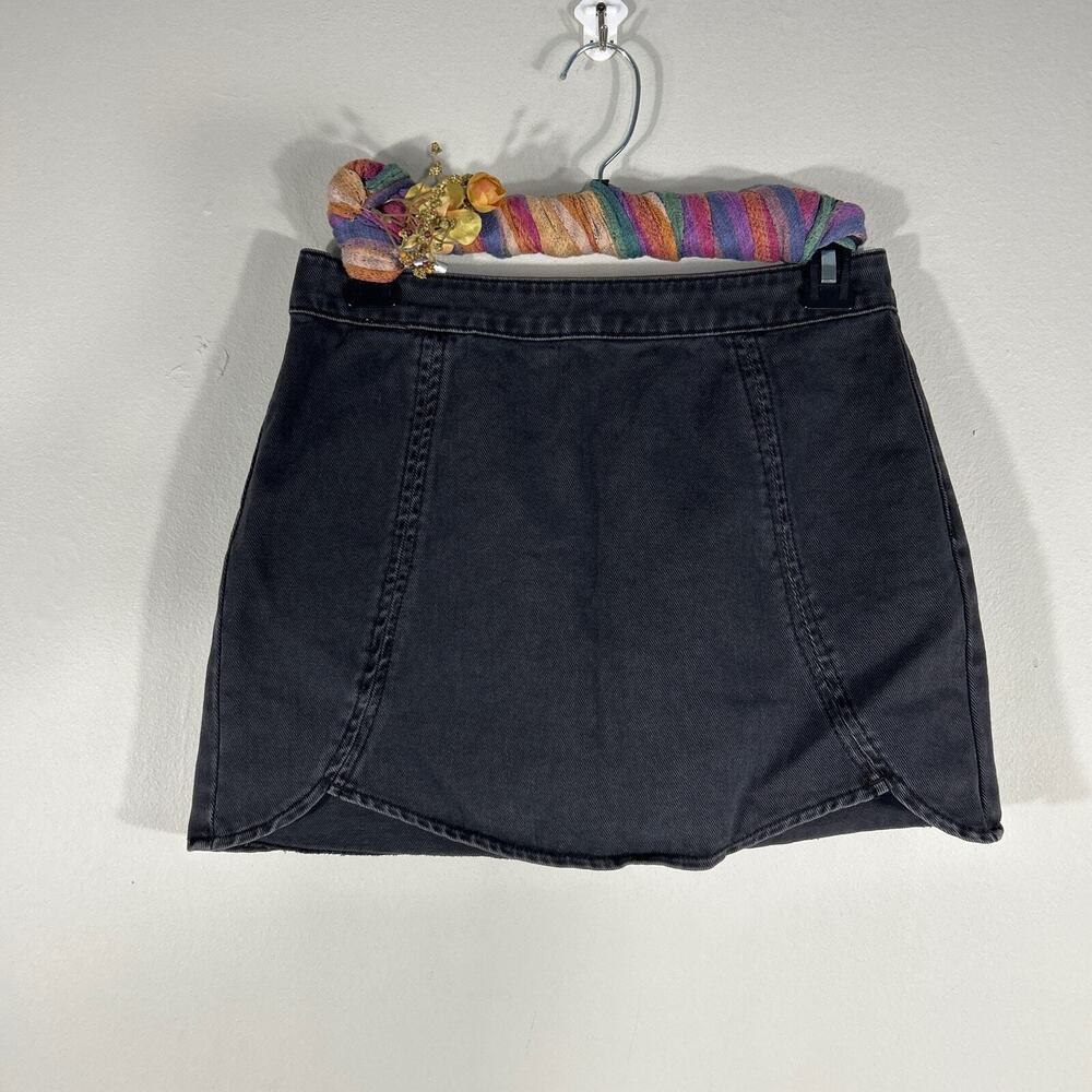 PacSun Back Zip Denim Jean Mini Skirt Womens Juniors Size 25 Faded Black